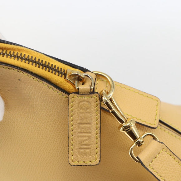 CELINE Hand Bag Leather 2way Yellow Gold Auth 156864