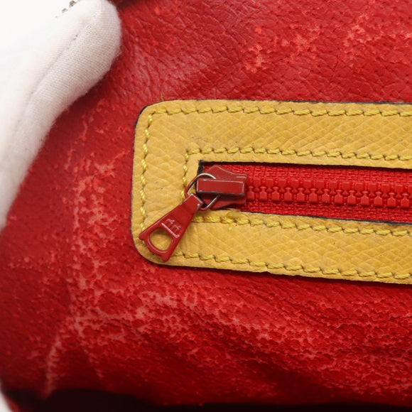 CELINE Hand Bag Leather 2way Yellow Gold Auth 156864