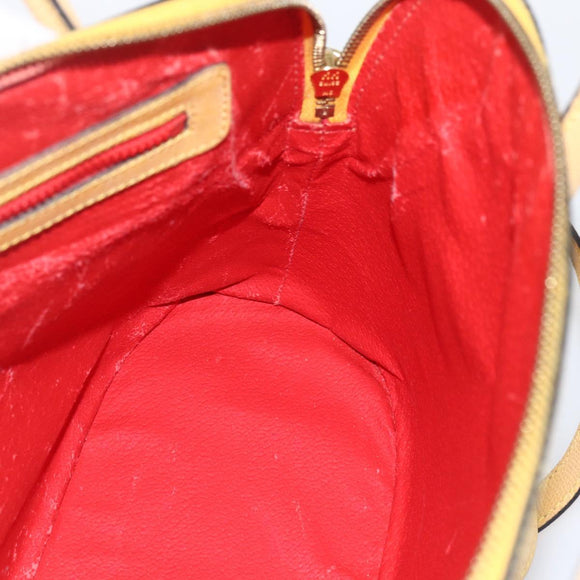 CELINE Hand Bag Leather 2way Yellow Gold Auth 156864