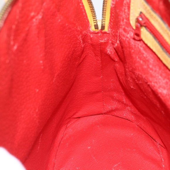 CELINE Hand Bag Leather 2way Yellow Gold Auth 156864