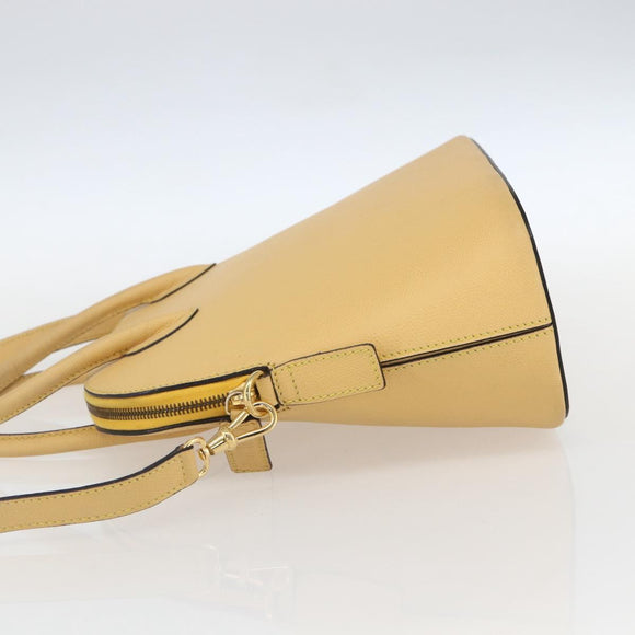 CELINE Hand Bag Leather 2way Yellow Gold Auth 156864