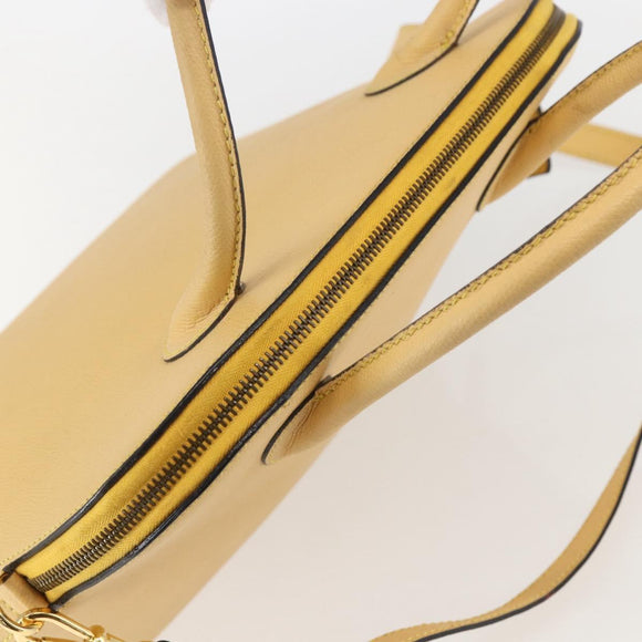 CELINE Hand Bag Leather 2way Yellow Gold Auth 156864
