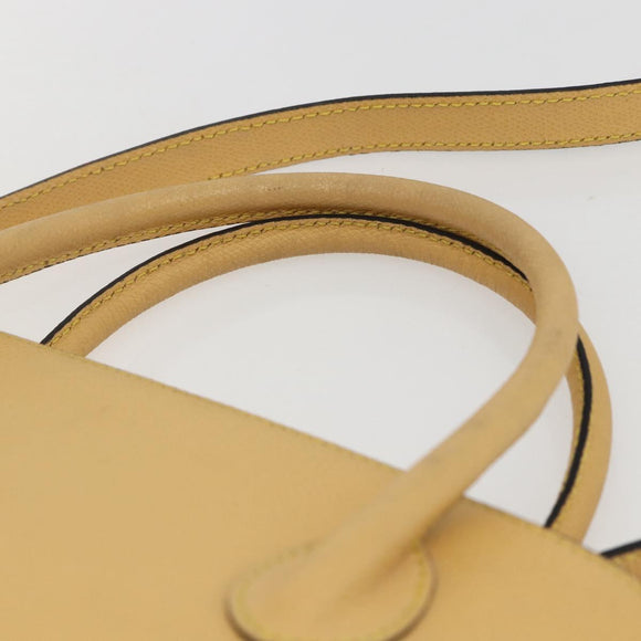 CELINE Hand Bag Leather 2way Yellow Gold Auth 156864