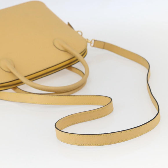 CELINE Hand Bag Leather 2way Yellow Gold Auth 156864