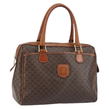CELINE Macadam Canvas Hand Bag PVC Leather Brown Gold Auth 156865