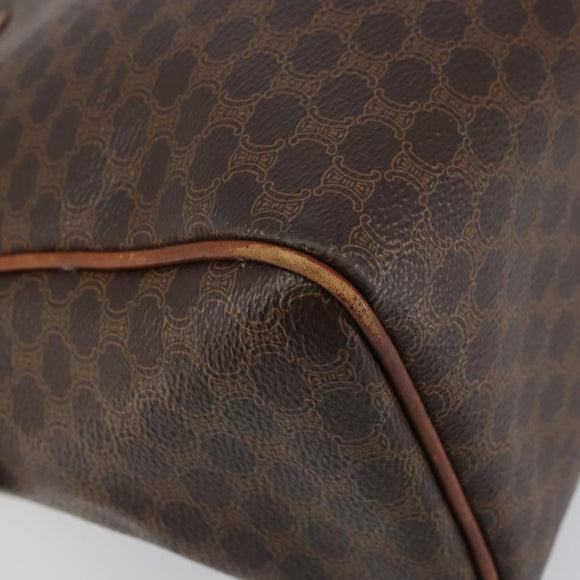 CELINE Macadam Canvas Hand Bag PVC Leather Brown Gold Auth 156865