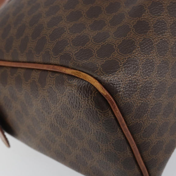 CELINE Macadam Canvas Hand Bag PVC Leather Brown Gold Auth 156865