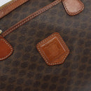 CELINE Macadam Canvas Hand Bag PVC Leather Brown Gold Auth 156865-17