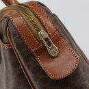 CELINE Macadam Canvas Hand Bag PVC Leather Brown Gold Auth 156865-18