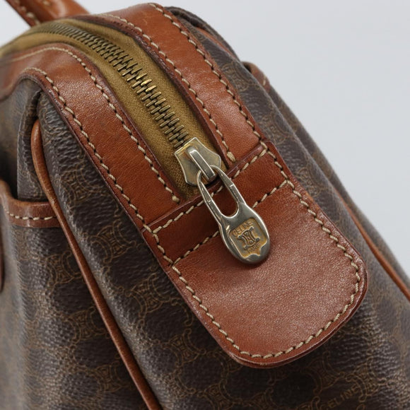 CELINE Macadam Canvas Hand Bag PVC Leather Brown Gold Auth 156865