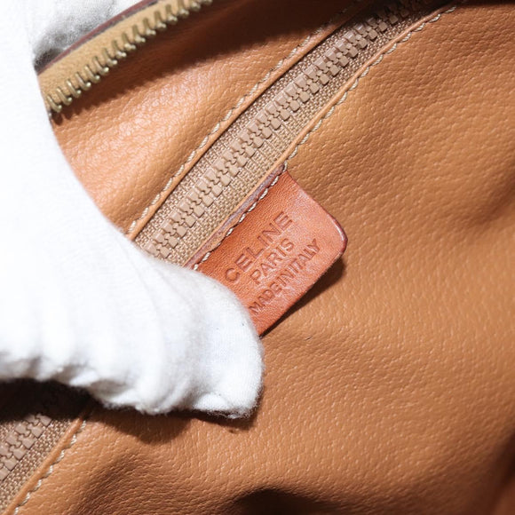 CELINE Macadam Canvas Hand Bag PVC Leather Brown Gold Auth 156865