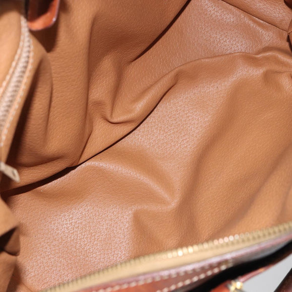 CELINE Macadam Canvas Hand Bag PVC Leather Brown Gold Auth 156865