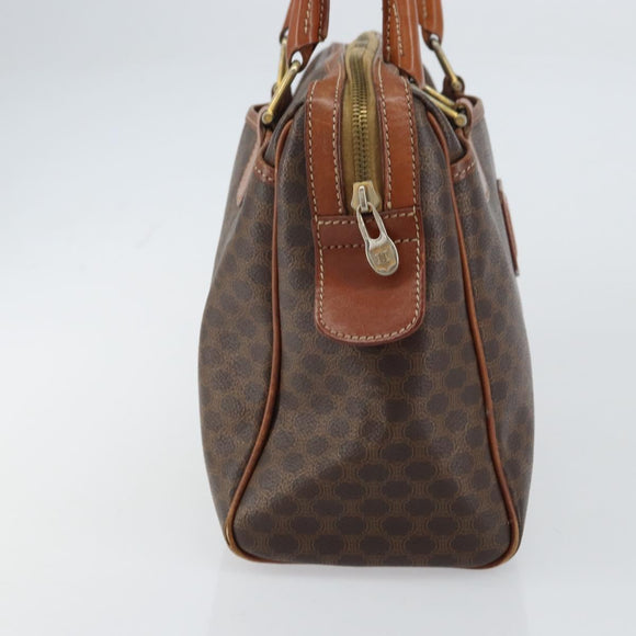 CELINE Macadam Canvas Hand Bag PVC Leather Brown Gold Auth 156865