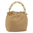 Christian Dior Maris Pearl Hand Bag Nylon Beige Silver Auth 156866-1