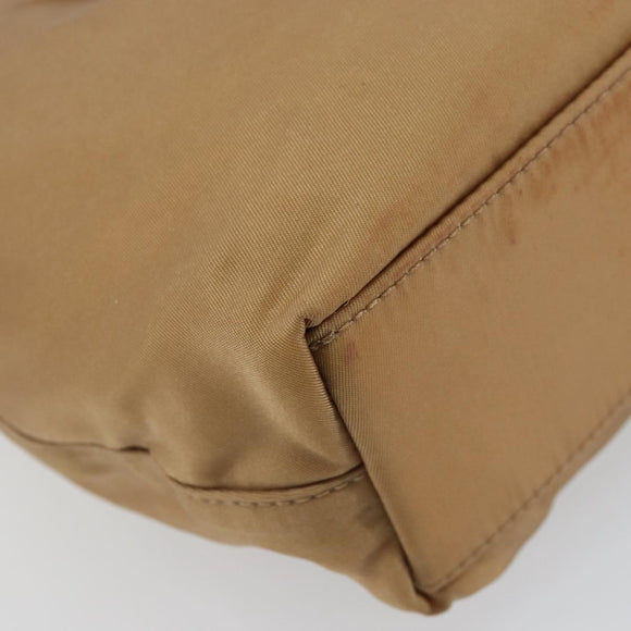 Christian Dior Maris Pearl Hand Bag Nylon Beige Silver Auth 156866