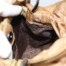 Christian Dior Maris Pearl Hand Bag Nylon Beige Silver Auth 156866-17