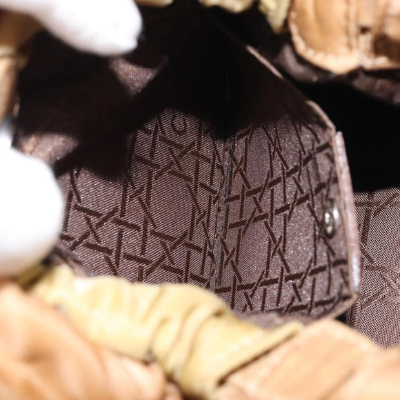 Christian Dior Maris Pearl Hand Bag Nylon Beige Silver Auth 156866