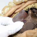 Christian Dior Maris Pearl Hand Bag Nylon Beige Silver Auth 156866-20