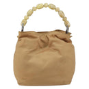 Christian Dior Maris Pearl Hand Bag Nylon Beige Silver Auth 156866-3