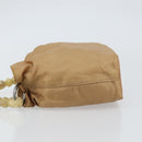 Christian Dior Maris Pearl Hand Bag Nylon Beige Silver Auth 156866-5