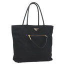 PRADA Tote Bag Nylon Black Gold Auth 156867V-1
