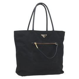 PRADA Tote Bag Nylon Black Gold Auth 156867V