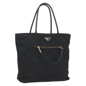 PRADA Tote Bag Nylon Black Gold Auth 156867V