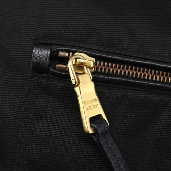 PRADA Tote Bag Nylon Black Gold Auth 156867V