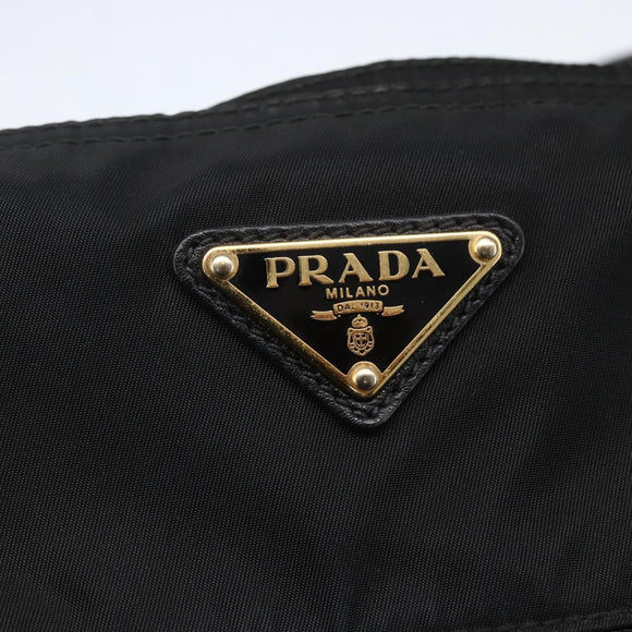 PRADA Tote Bag Nylon Black Gold Auth 156867V
