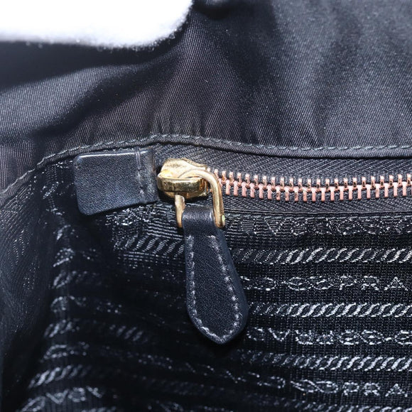 PRADA Tote Bag Nylon Black Gold Auth 156867V