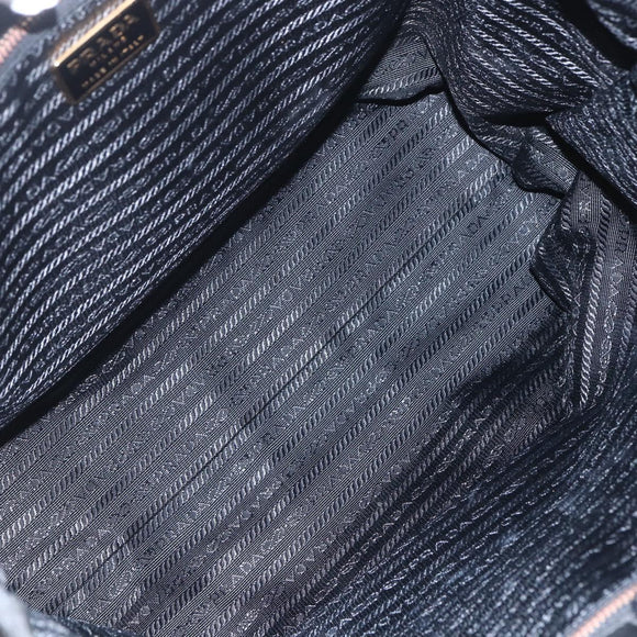 PRADA Tote Bag Nylon Black Gold Auth 156867V