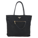 PRADA Tote Bag Nylon Black Gold Auth 156867V-13