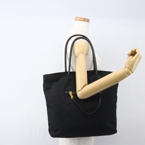 PRADA Tote Bag Nylon Black Gold Auth 156867V