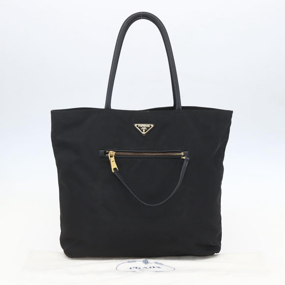 PRADA Tote Bag Nylon Black Gold Auth 156867V
