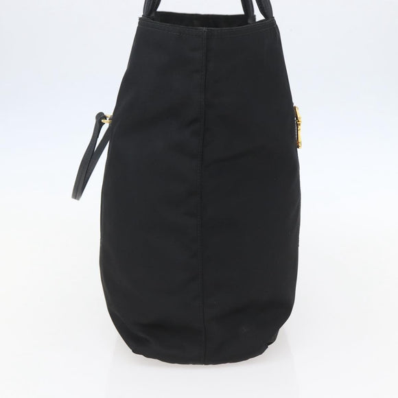 PRADA Tote Bag Nylon Black Gold Auth 156867V