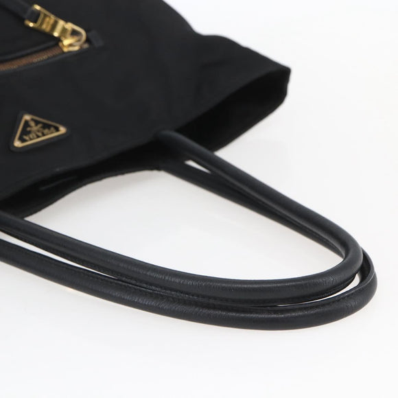 PRADA Tote Bag Nylon Black Gold Auth 156867V
