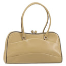 PRADA Hand Bag Leather Beige Silver Auth 156868-1
