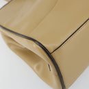 PRADA Hand Bag Leather Beige Silver Auth 156868-15