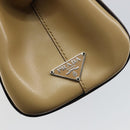 PRADA Hand Bag Leather Beige Silver Auth 156868-18