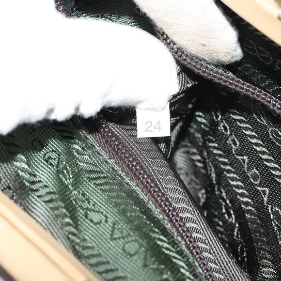 PRADA Hand Bag Leather Beige Silver Auth 156868