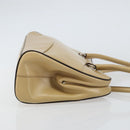 PRADA Hand Bag Leather Beige Silver Auth 156868-3