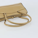 PRADA Hand Bag Leather Beige Silver Auth 156868-7