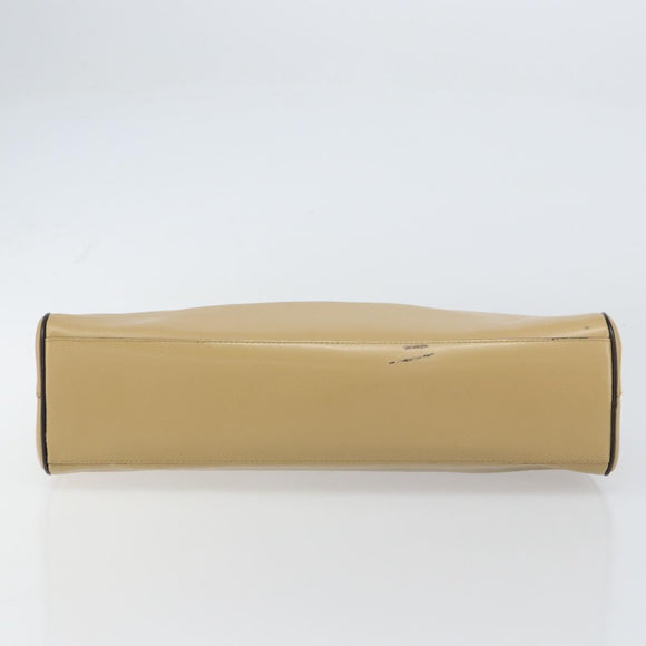 PRADA Hand Bag Leather Beige Silver Auth 156868