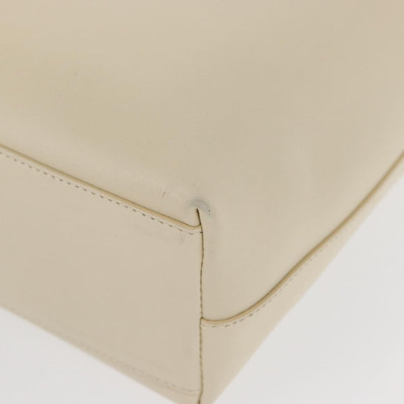 PRADA Hand Bag Leather White Auth 156869