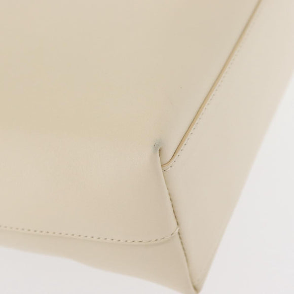 PRADA Hand Bag Leather White Auth 156869