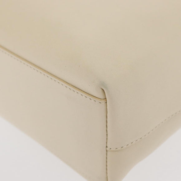 PRADA Hand Bag Leather White Auth 156869