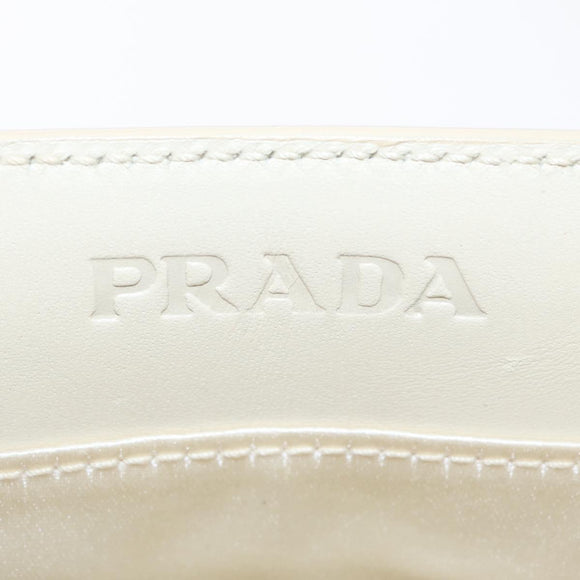 PRADA Hand Bag Leather White Auth 156869