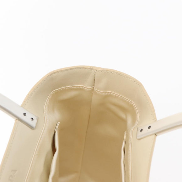 PRADA Hand Bag Leather White Auth 156869