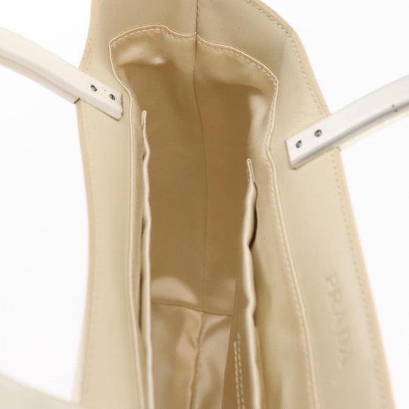 PRADA Hand Bag Leather White Auth 156869
