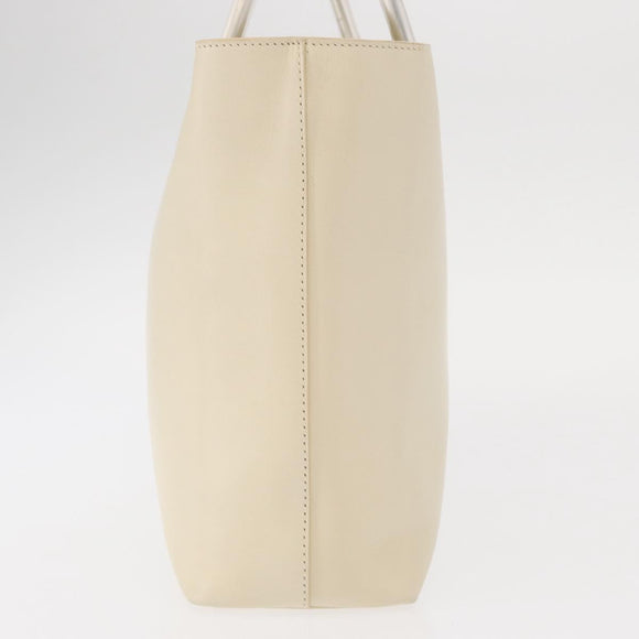 PRADA Hand Bag Leather White Auth 156869